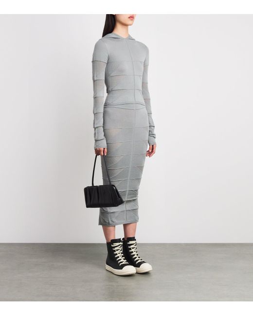 Rick Owens Gray Virgin Wool Midi Skirt
