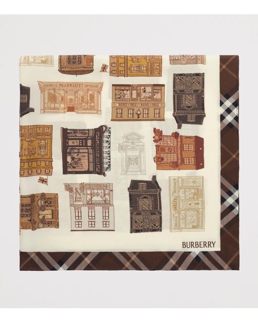 Burberry Metallic Silk Storefront Print Scarf