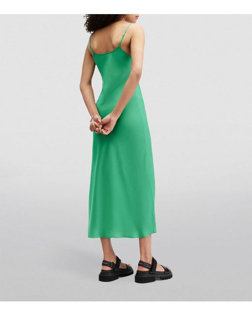 AllSaints Green Bryony Slip Dress