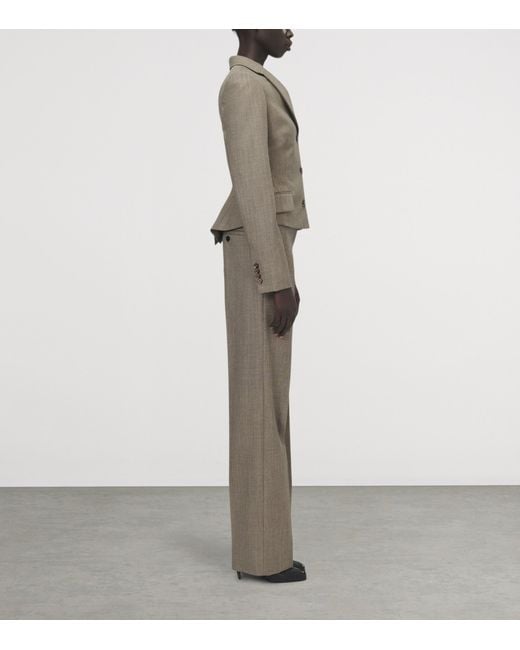 McQueen Gray Wool Bumster Wide-Leg Trousers