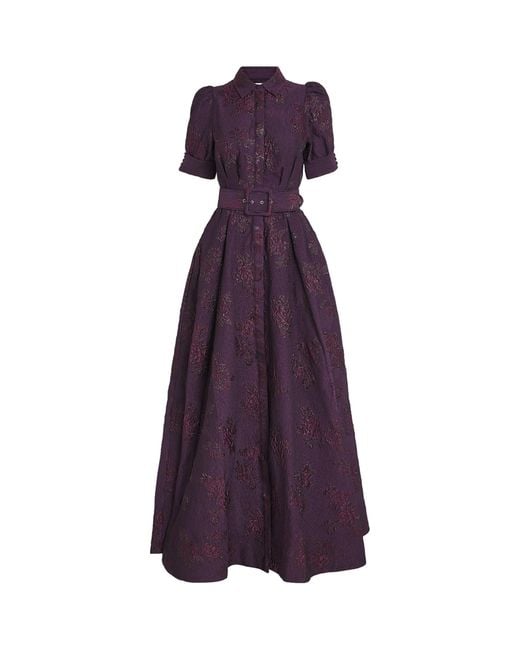 Rebecca Vallance Purple Brocade Alfina Gown