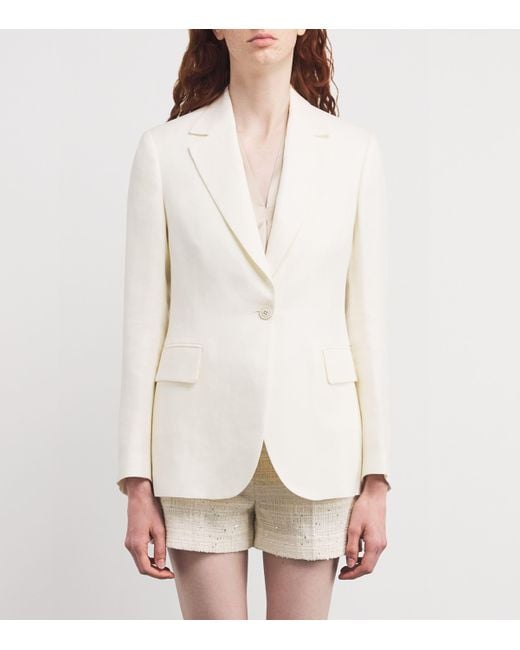 Eleventy White Linen-Wool Single-Button Blazer