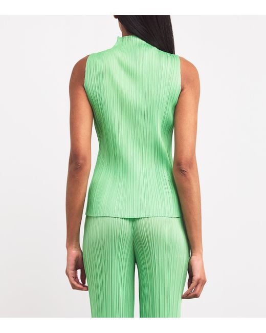 Pleats Please Issey Miyake Green New Colorful Basics 4 Sleeveless Top