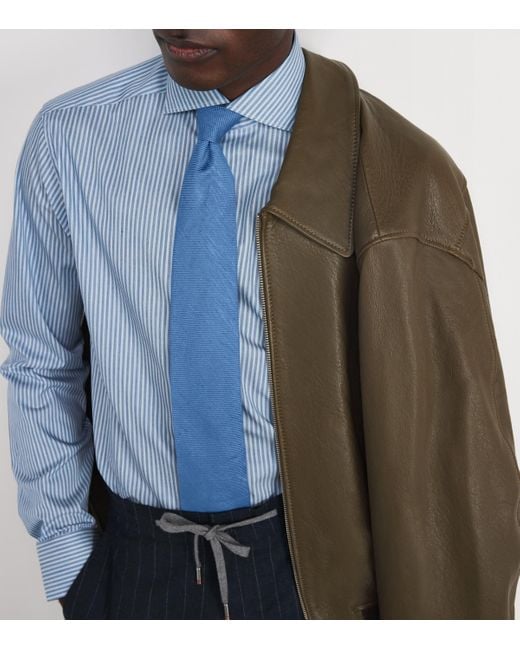 Eton of Sweden Blue Silk-Linen-Cotton Tie for men