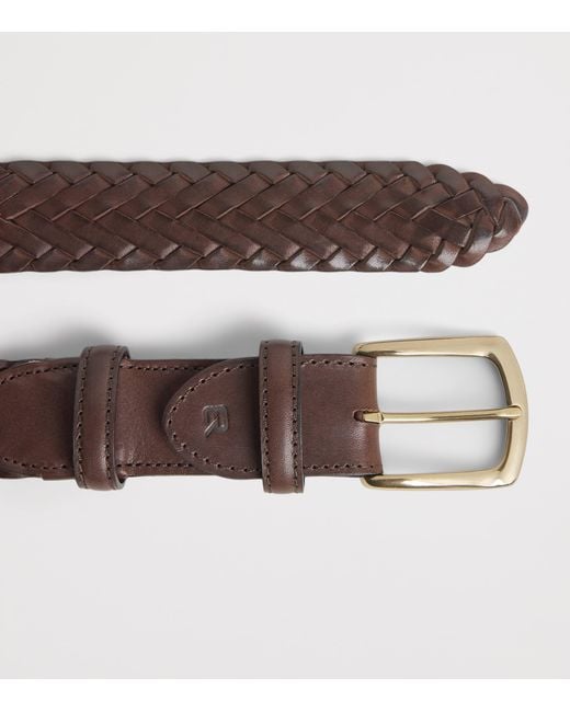 Elliot Rhodes Brown Leather Braided Belt for men