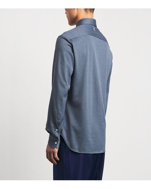 Canali Blue Cotton-Lyocell Jersey Shirt for men