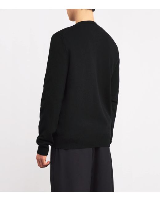 COMME DES GARÇONS PLAY Black Wool Heart Cardigan for men
