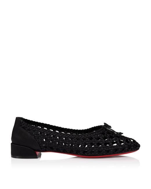 Christian Louboutin Black Sweetie Jane Silk Woven Ballet Flats