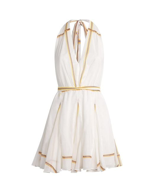 Maje White Cotton Halterneck Mini Dress