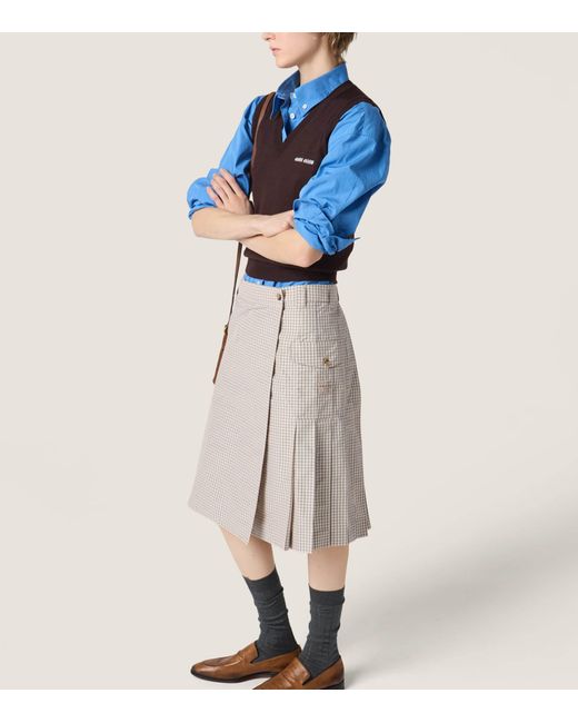 Miu Miu Brown Wool Logo Sweater Vest