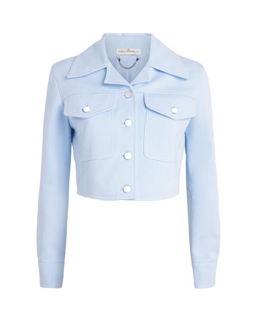 Emilia Wickstead Blue Cropped Nics Denim Jacket