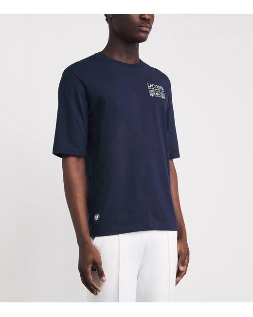 Lacoste Blue X Roland-Garros Cotton Logo T-Shirt for men