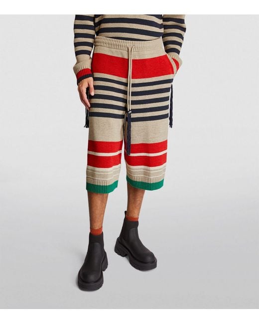 Craig Green Red Striped Knitted Shorts for men