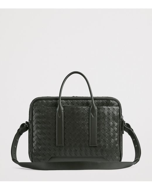 Bottega Veneta Black Leather Intrecciato Getaway Briefcase for men