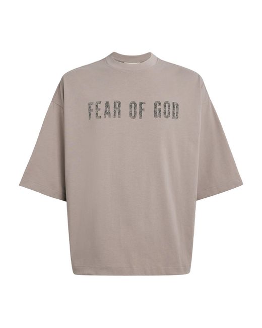 Fear Of God Gray Cotton Boxy Merch T-Shirt for men