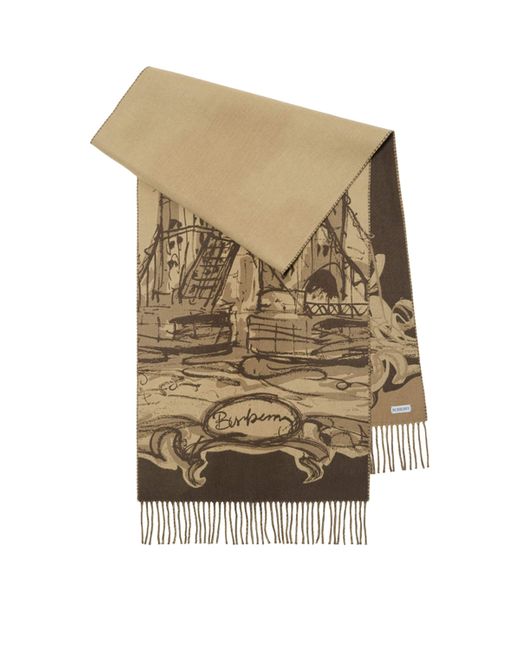 Burberry Natural Cashmere Tower Bridge Scarf