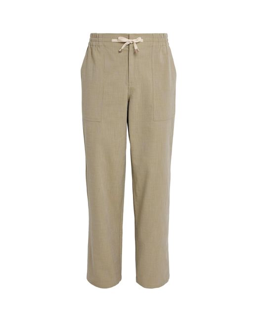 Drole de Monsieur Natural Cotton-Blend Drawstring Relaxed Trousers for men