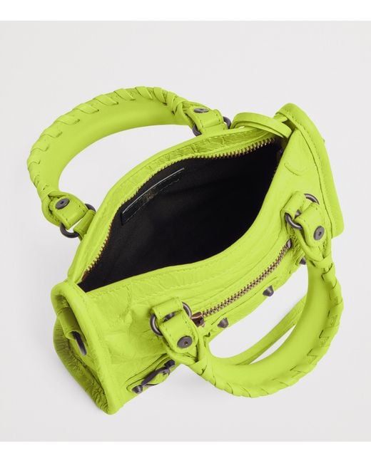Balenciaga Yellow Nano Leather Le City Top-Handle Bag