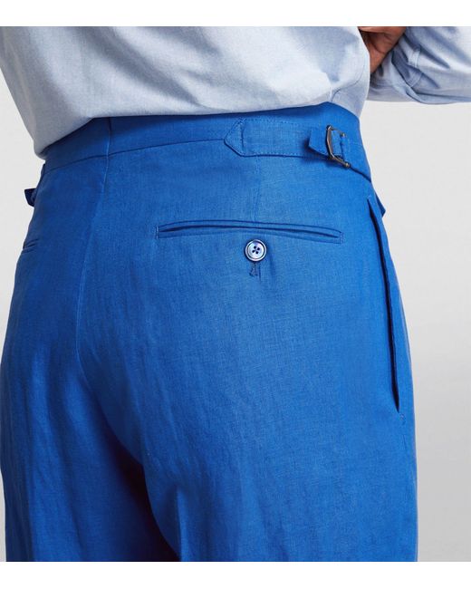 Polo Ralph Lauren Blue Linen Tailored Trousers for men