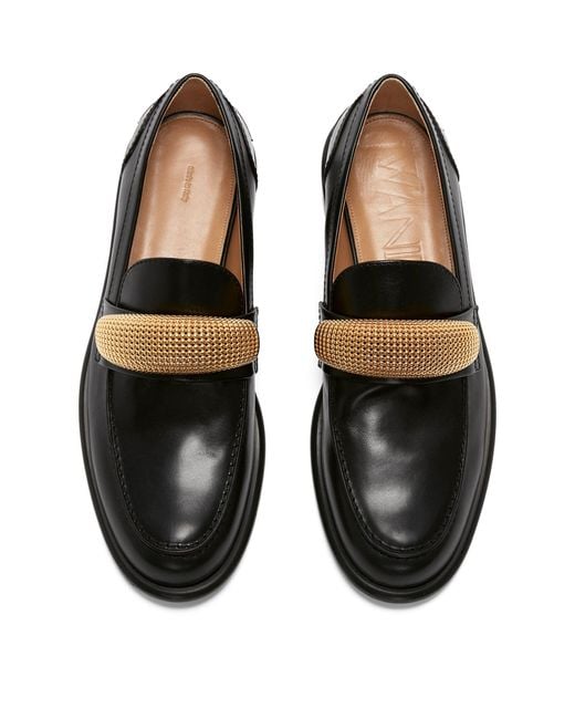 J.W. Anderson Black Leather Moccasin Loafers for men
