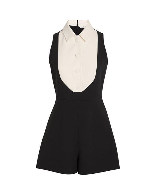 Max Mara Black Stretch-Sable Tuxedo Playsuit
