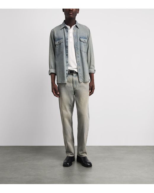 Rag & Bone White Cotton Henley Top for men