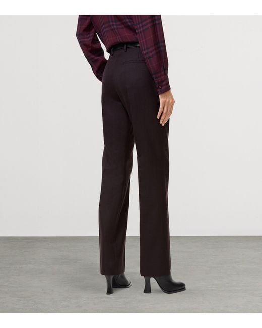 Burberry Brown Wool Check Tailored Trousers
