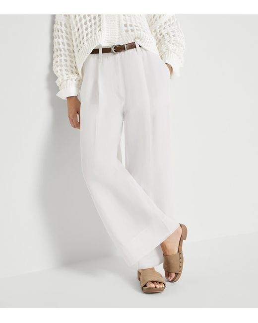 Brunello Cucinelli White Cotton Organza Trousers
