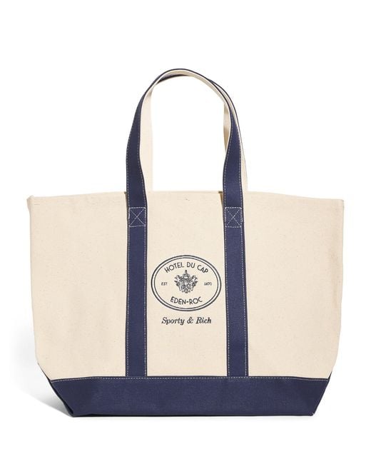 Sporty & Rich Blue Canvas Eden Crest Tote Bag