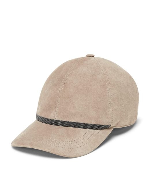 Brunello Cucinelli Natural Suede Baseball Cap