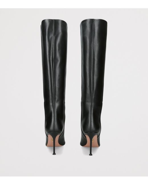 Aquazzura Black Leather Harper Boots 85