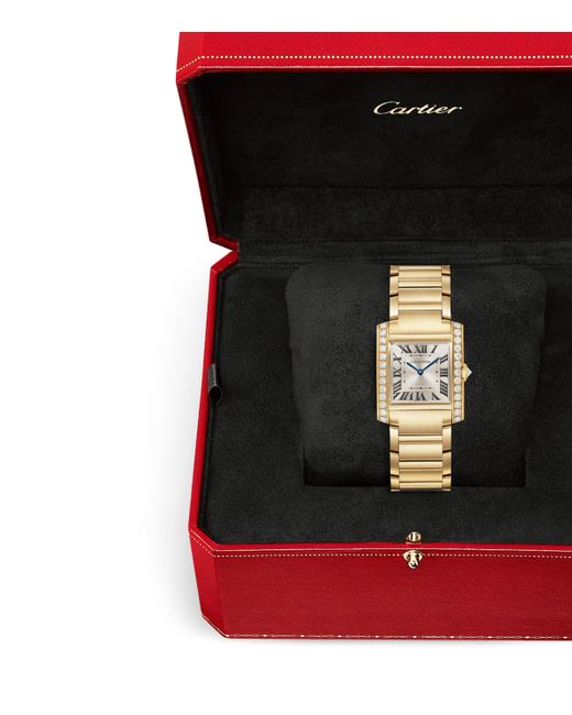 Cartier Metallic Medium And Diamond Tank Française Watch