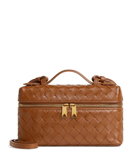 Bottega Veneta Brown Leather Bang Bang Vanity Case Bag