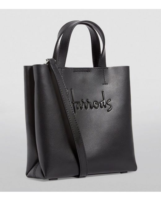 Harrods Black Mini Leather Kensington Tote Bag