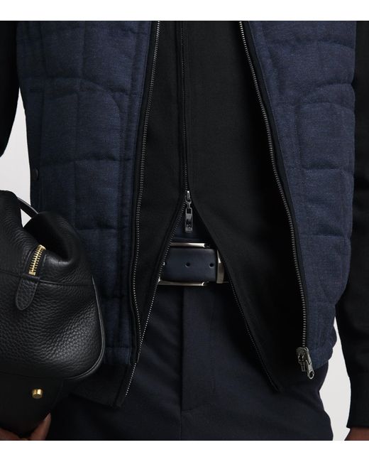 Pal Zileri Black Wool Zip-Up Cardigan for men