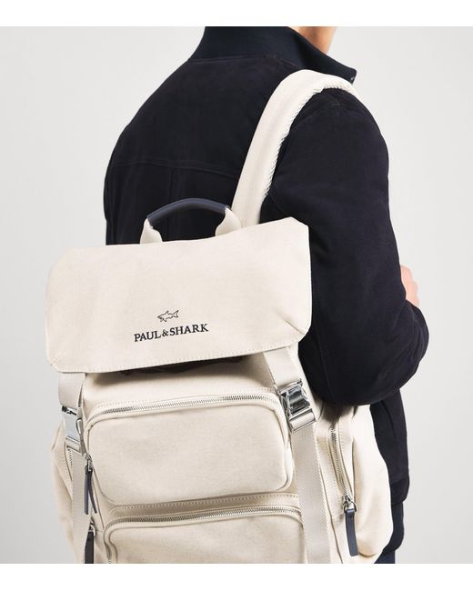 Paul & Shark White Cotton-Blend Canvas Backpack for men