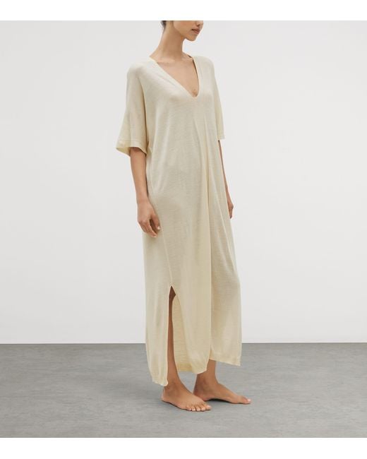 Shelep Natural Merino-Silk V-Neck Kaftan