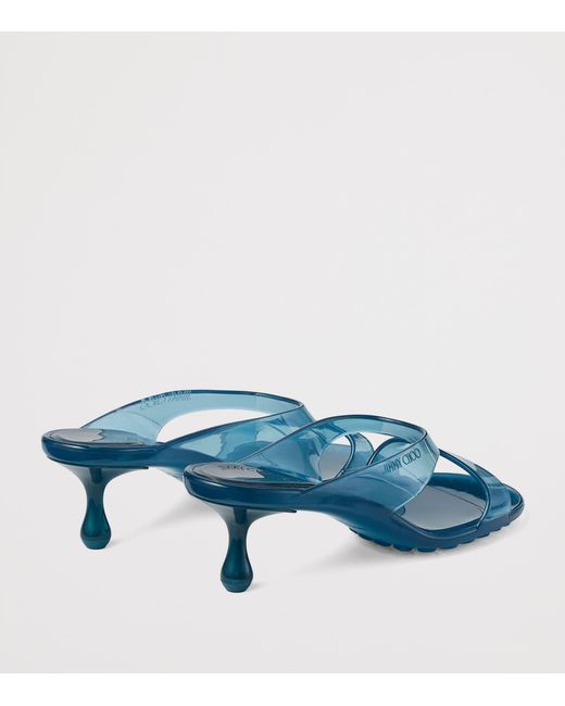 Jimmy Choo Blue Jelly Drop 50 Glitter Heeled Mules