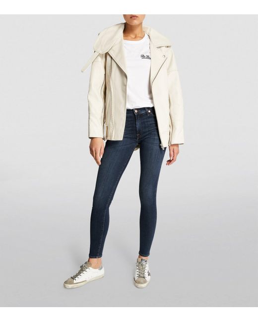7 For All Mankind Blue Slim Illusion Luxe Skinny Jeans