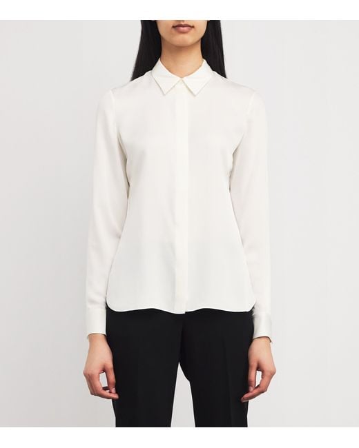 Theory White Silk Georgette Fitted Shirt