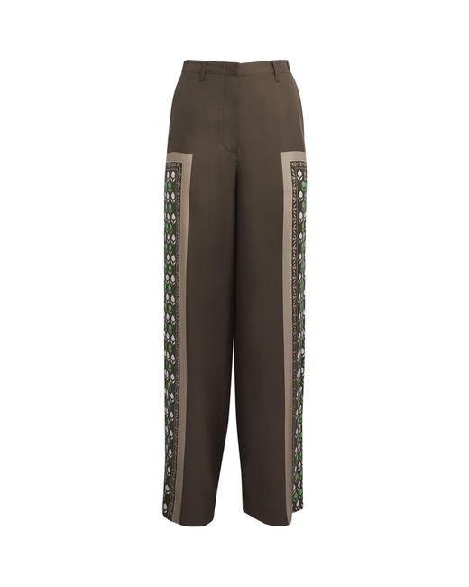 Tory Burch Multicolor Silk Satin Straight Trousers