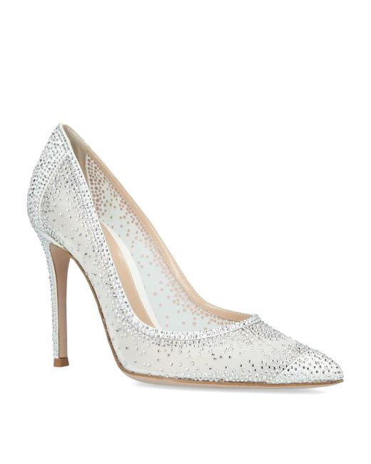 Gianvito Rossi White Crystal-Embellished Rania Pumps 105