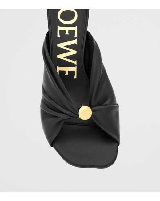 Loewe Black X Paula's Ibiza Leather Pebble Heeled Mules 45
