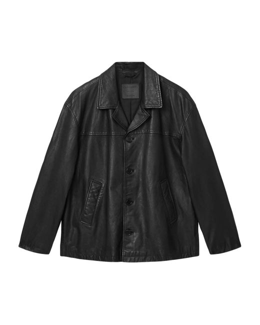 AllSaints Black Bradwell Leather Jacket for men