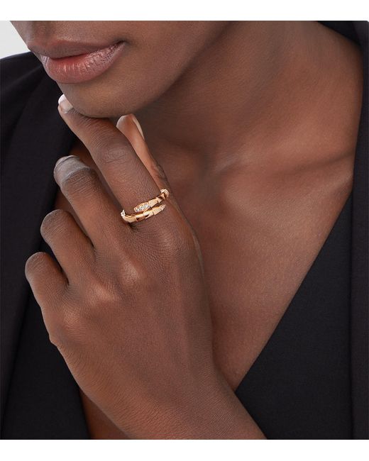 BVLGARI Metallic And Diamond Serpenti Viper Ring