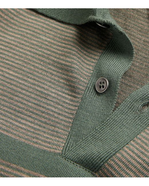 John Smedley Green Merino Wool Webb Polo Shirt for men