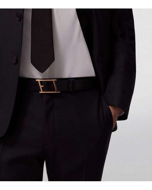 Cartier Black Leather Tank Asymetrique De Reversible Belt for men