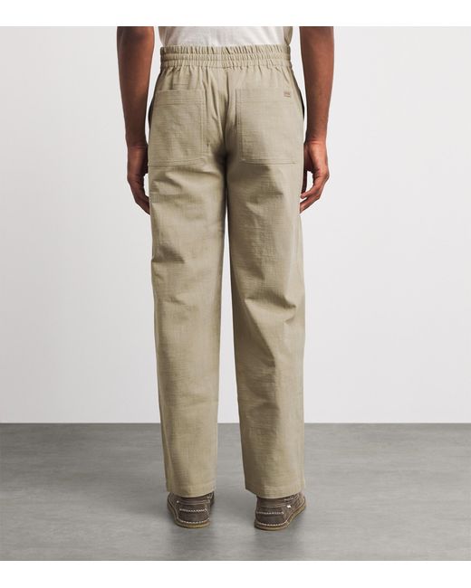Drole de Monsieur Natural Cotton-Blend Drawstring Relaxed Trousers for men