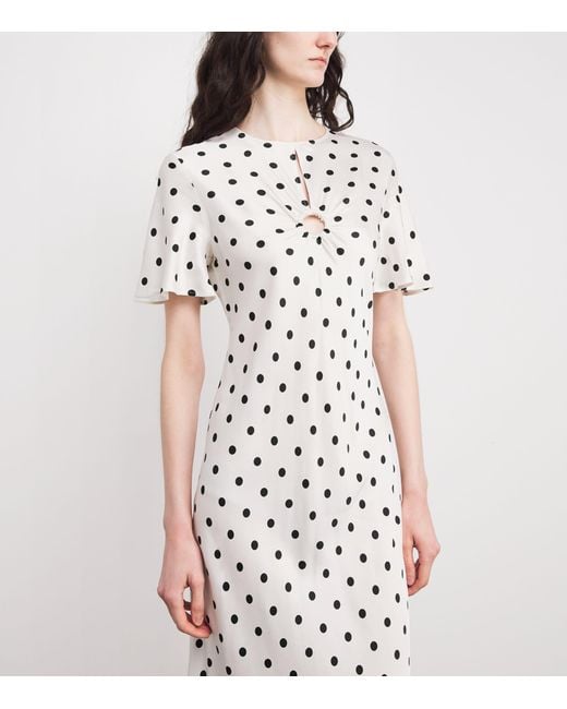 Claudie Pierlot White Satin Polka-Dot Maxi Dress