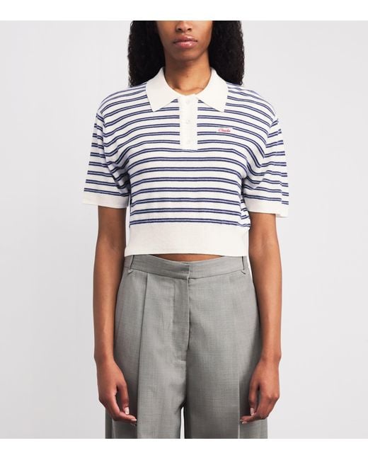 Claudie Pierlot Blue Wool Stripe Polo Sweater